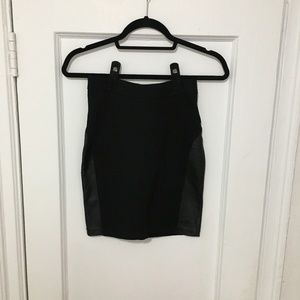 black pencil skirt with pleather sides LAST CALL
